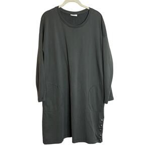 J Jill Womens Dress XL Gray French Terry Long Sleeve Sweatshirt Dress Pockets